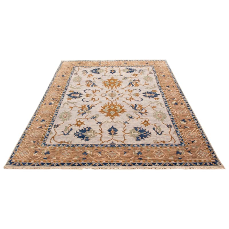 ECARPETGALLERY Hand-knotted Modern Oushak Grey Wool Rug - 9'0 x 12'0