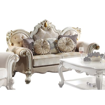 Deveraux Antique Pearl Loveseat with 5 Pillows