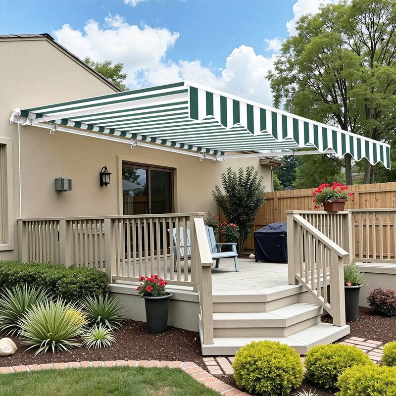 MCombo13x8Feet Manual Retractable Patio Door Window Awning Sunshade Shelter Outdoor Canopy