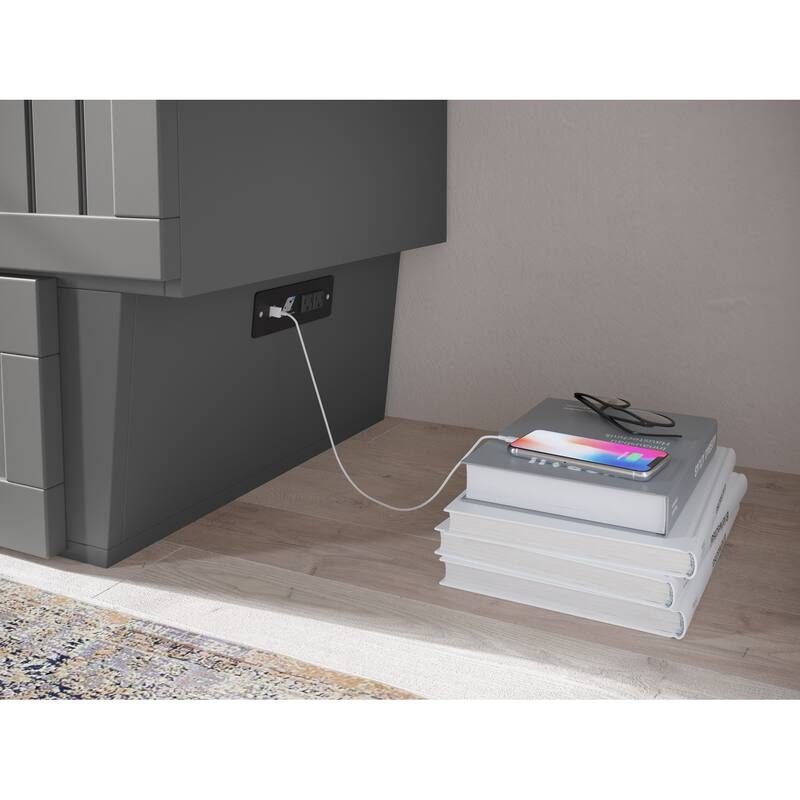 Murphy Bed Chest - Storage Drawer & USB Charger - Space Saving Furniture