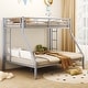 preview thumbnail 2 of 7, Twin XL over Queen Metal Bunk Bed with Ladder, Silver