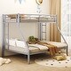 preview thumbnail 2 of 8, Wider Design Twin XL over Queen Metal Bunk Bed with Ladder and Guardrails - Silver