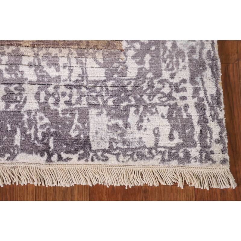 Striped Modern Abstract Rug Hand-Knotted Wool Carpet - 3'11"x 5'11"