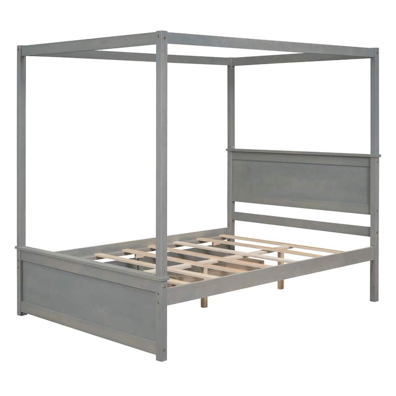 Canopy Platform Bed with 2 Drawers and Support Slats
