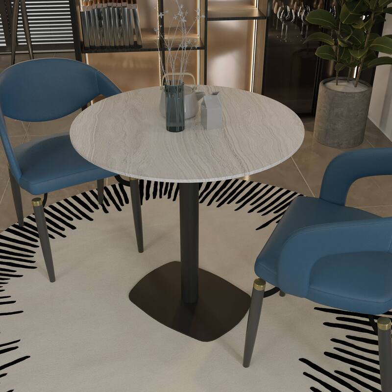 Vail Square Dining Table with 36 in. MDF Tabletop in Black Stainless Steel Square Base Accent Kitchen Table