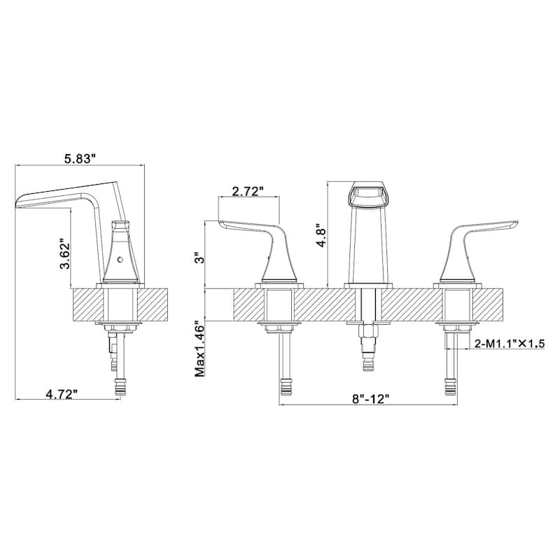 BATHLET 2 Handle Waterfall Bathroom Sink Faucet with Pop Up