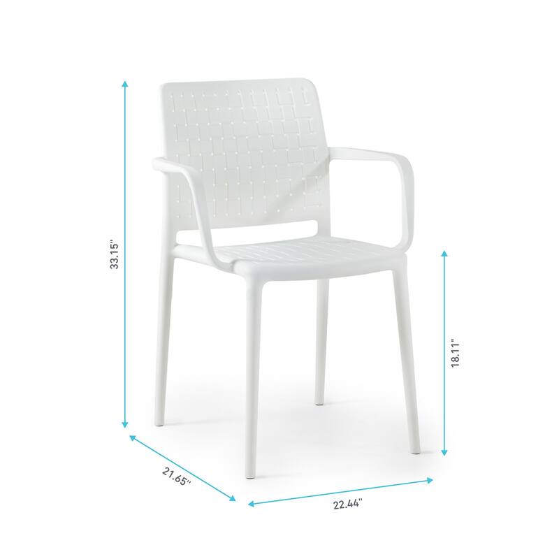 WRGHOME Modern Stacking Patio Dining Armchair Indoor/Outdoor (Set of 2) - 33.15'' H X 22.44'' W X 21.65'' D