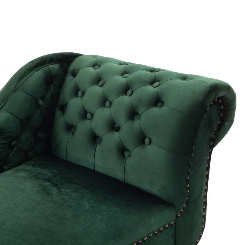 Christopher Knight Home - Bressi Modern Velvet Upholstered Chaise Lounge with Tufted Backrest, Nailhead Trim & Pillow