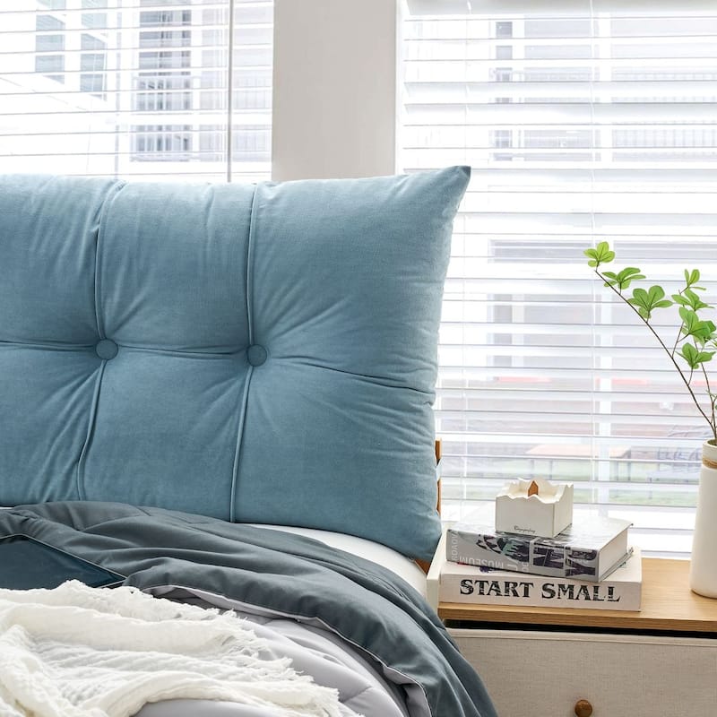 Rainha - Plush Tufted College Headboard - Smoke Blue
