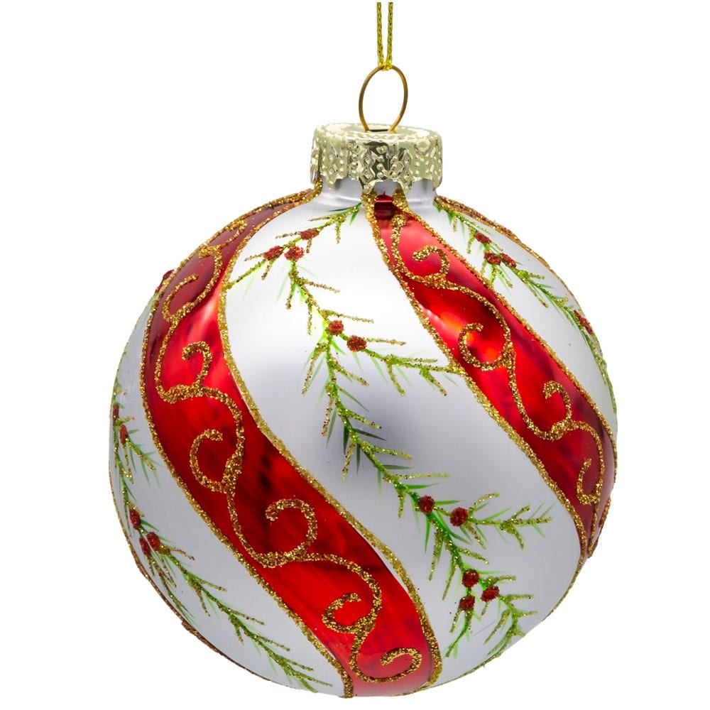 KurtAdler - Kurtadler - Gold Tinsel With Red & Green Ball Ornament