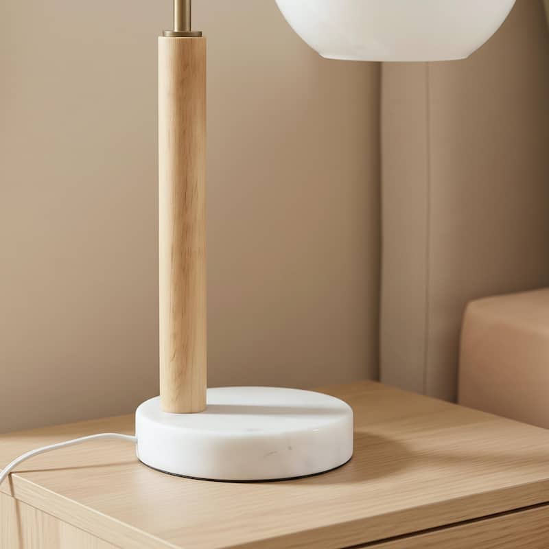 Catherine Modern Globe Table Lamp with Marble Base and Brass Finish