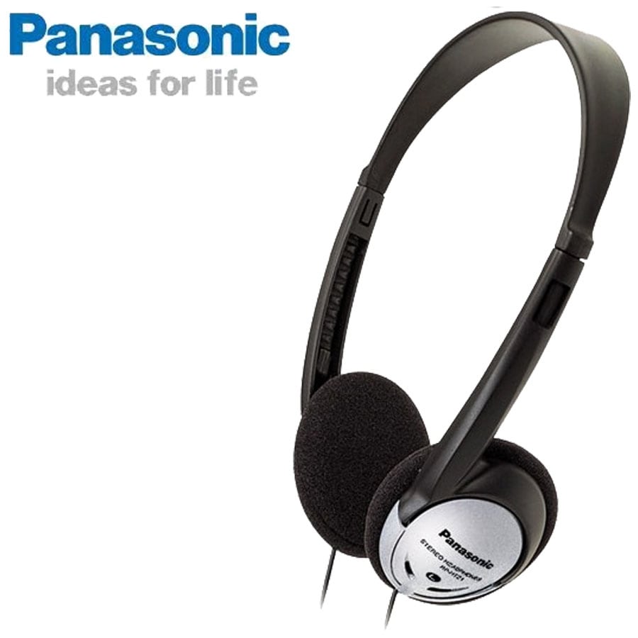 Panasonic Lightweight On-Ear Stereo Headphones RP-HT21 - Black/Silver - Black - 36 x 6.7 x 0.5