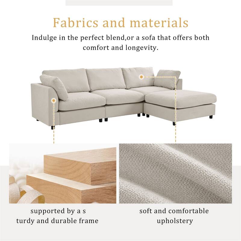 Merax Upholstery Convertible Sectional Sofa, L Shaped Couch with Reversible Chaise