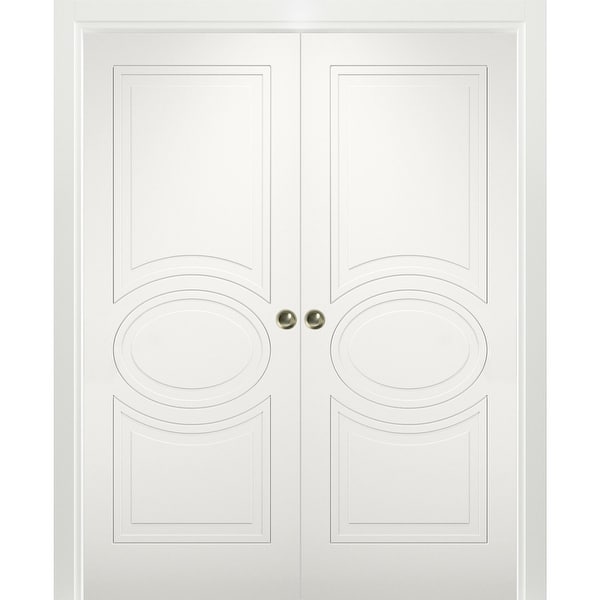 Sliding French Double Pocket Doors / Mela 7001 Matte White / Kit Rail ...