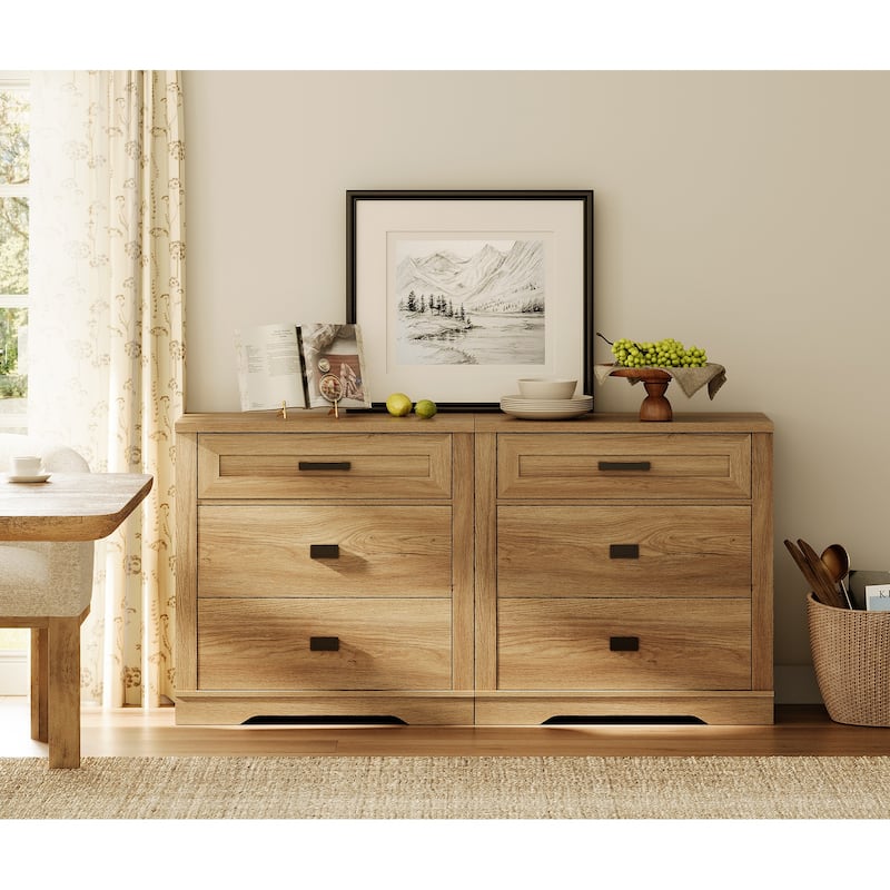 WAMPAT Mid Century Modern Dresser, 31.9" Tall Storage Cabinet with Drawers