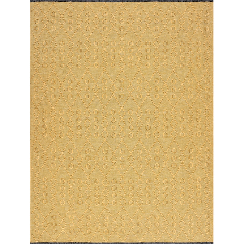 Alameda Solid Color Geometric Machine Washable Indoor Area Rug