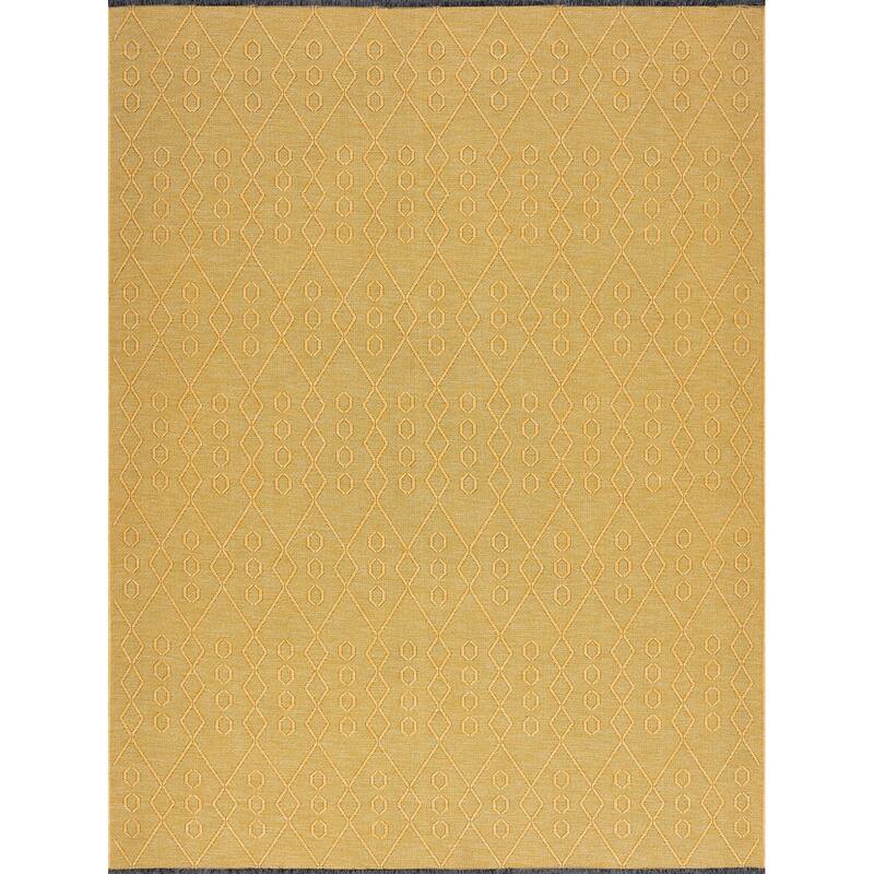 Alameda Solid Color Geometric Machine Washable Indoor Area Rug