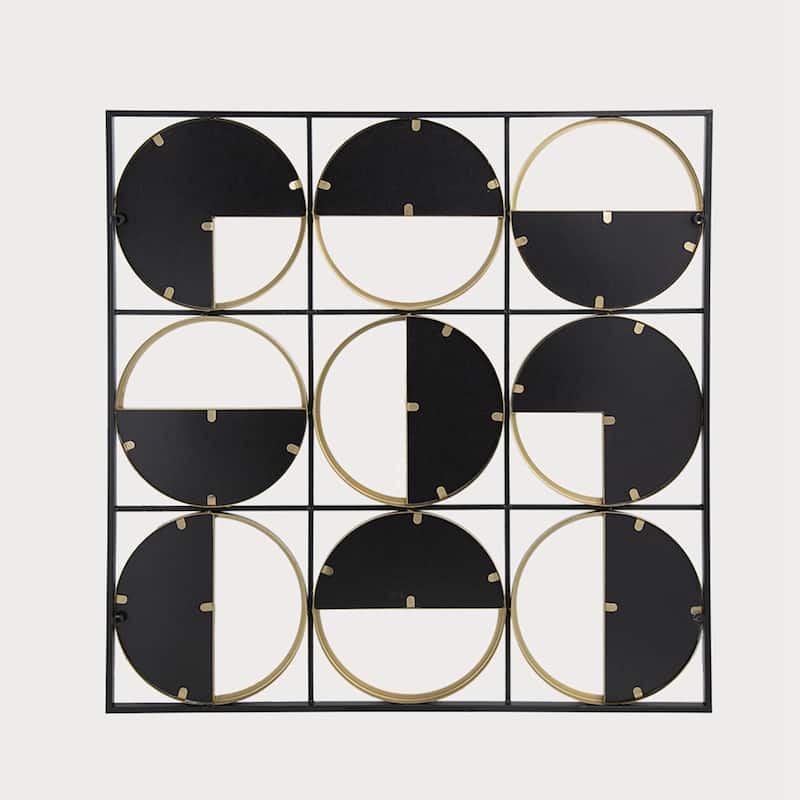 35.6" Metal Beaded Black Wall Mirror