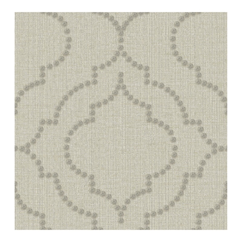 Chesapeake Chelsea Taupe Quatrefoil Wallpaper - 20.5 x 396 x 0.025