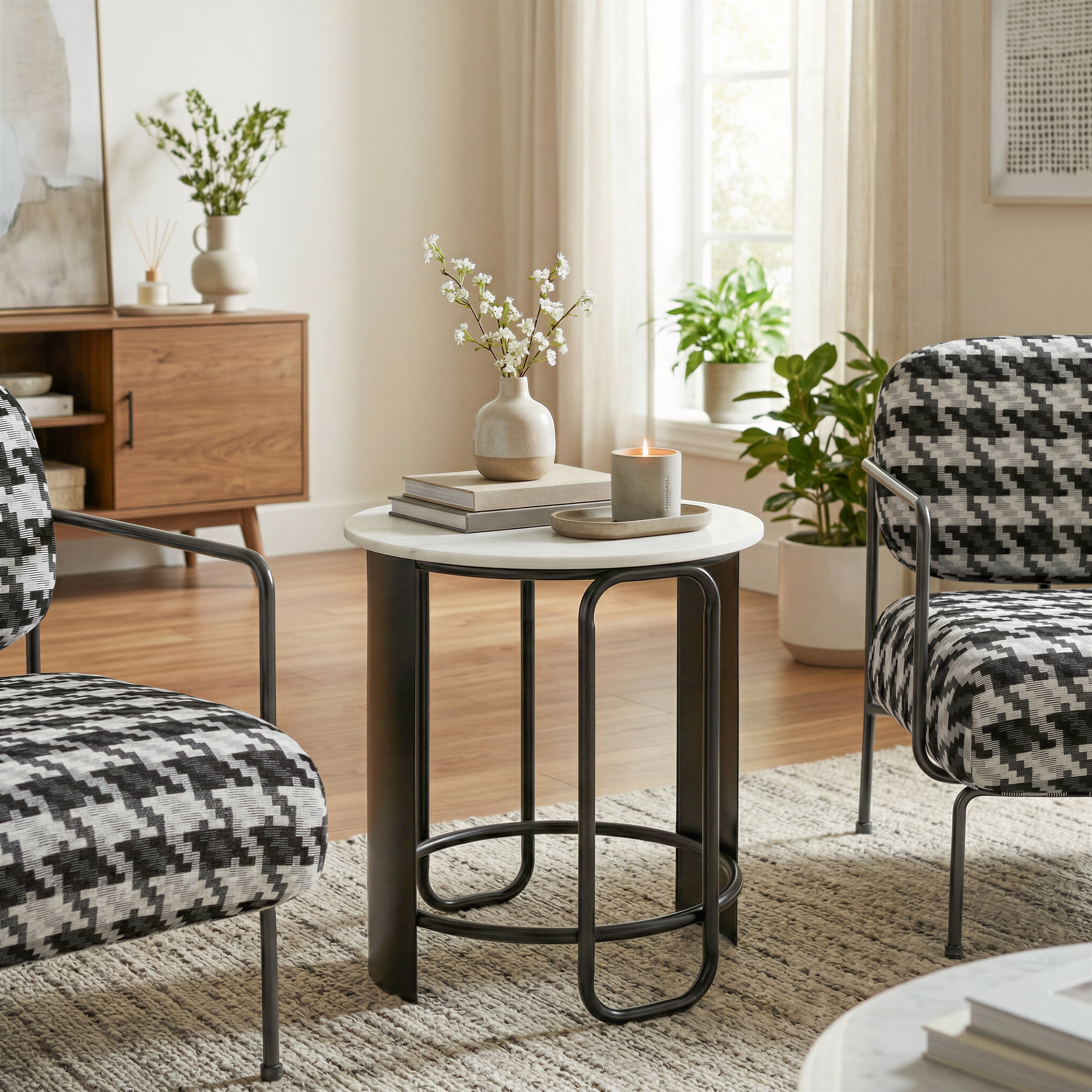 Obel Side Table White & Black