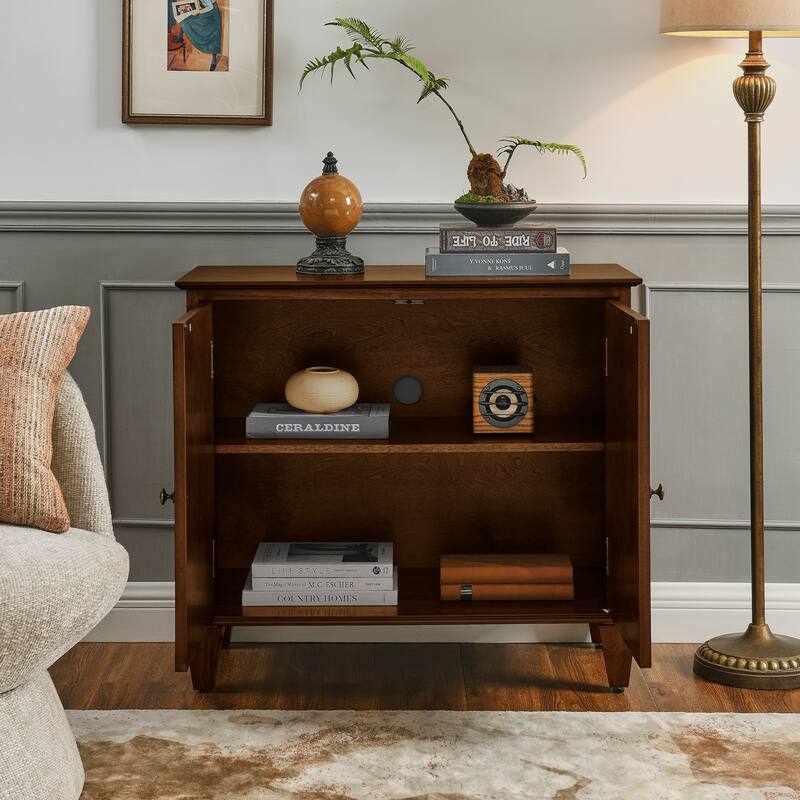 33.6"Wooden Sideboard Buffet Cabinet With Storage, Symmetrical Geometric Accent Display Cabinets, Media Console Credenza