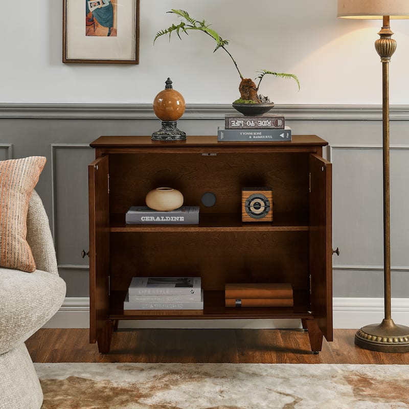 Vintage-Inspired 33.6" Geometric Sideboard – Symmetrical Storage Cabinet for Multi-Room Use‌