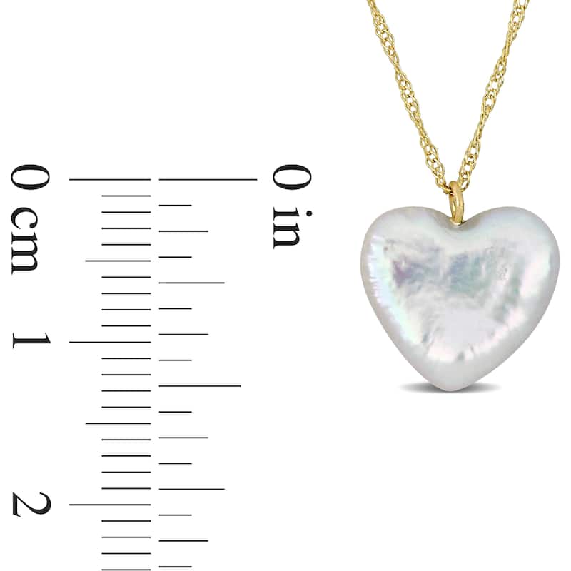 Miadora 12-12.5mm Cultured Freshwater Pearl Heart Pendant with Chain in 14k Yellow Gold-17 in.