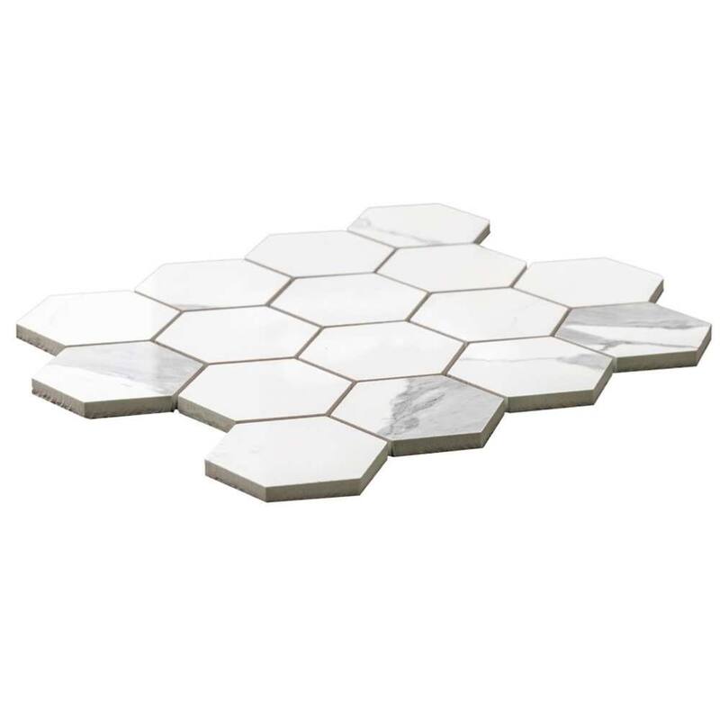 The Tile Life Stately Hex 11x14 Calacatta Porcelain Floor & Wall Tile