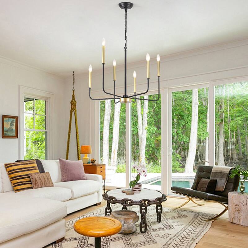 6-Light Candlestick Hanging Linear Chandelier Lighting Ceiling Light for Kitchen Island