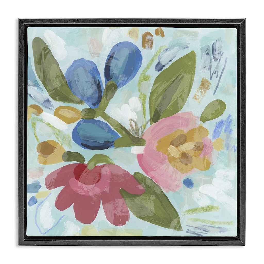 Stupell Bright Boho Flowers Framed Floater Canvas Wall Art Design By June Erica Vess