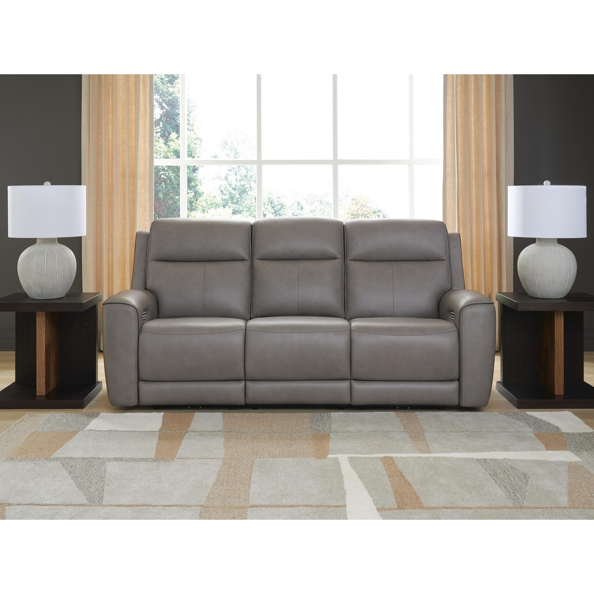 Signature Design by Ashley 5Z-Dreamlight Light Gray Power Reclining Sofa - 89"W x 41"D x 43"H