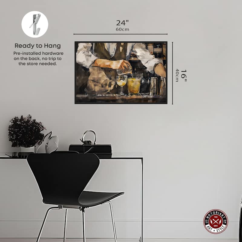 Notoriart Bartender Framed Bar Cart Art For Men