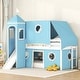 preview thumbnail 11 of 28, Merax Bunk Bed with Slide, Tent and Tower Blue - Twin