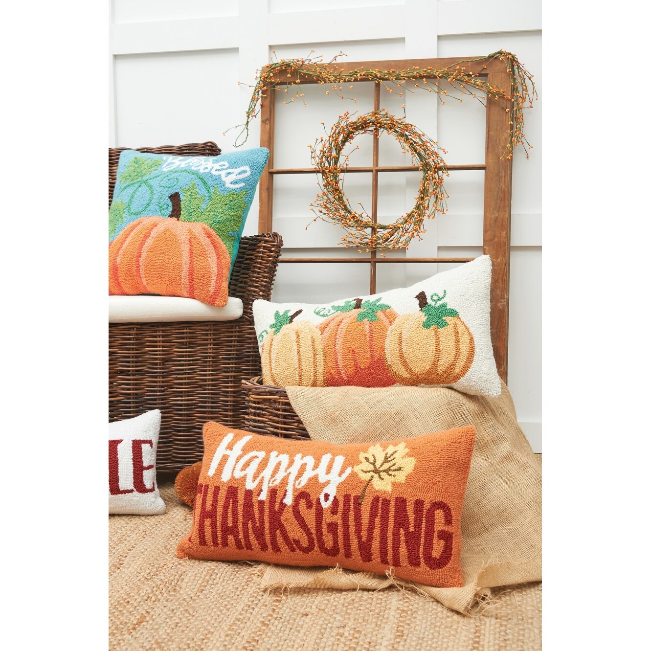 Mud Pie Fall White Long Tufting Pumpkin Pillow - Small Favors