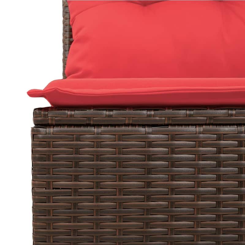vidaXL 3 Piece Patio Sofa Set with Cushions Grey Poly Rattan - 21.7" x 24.4" x 27.2"