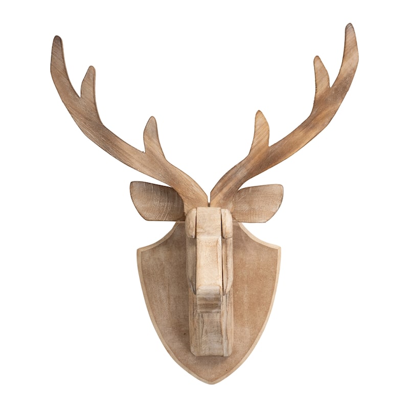 HomeRoots 21" X 17" Brown Wood Deer Hanging Dimensional Sculpture
