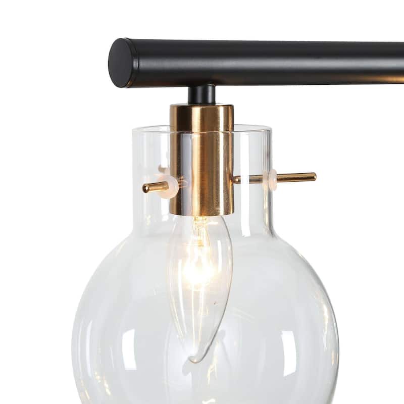 Modern Industrial 5-Light Black Gold Linear Chandelier Clear Glass Kitchen Island Lights for Dining Room