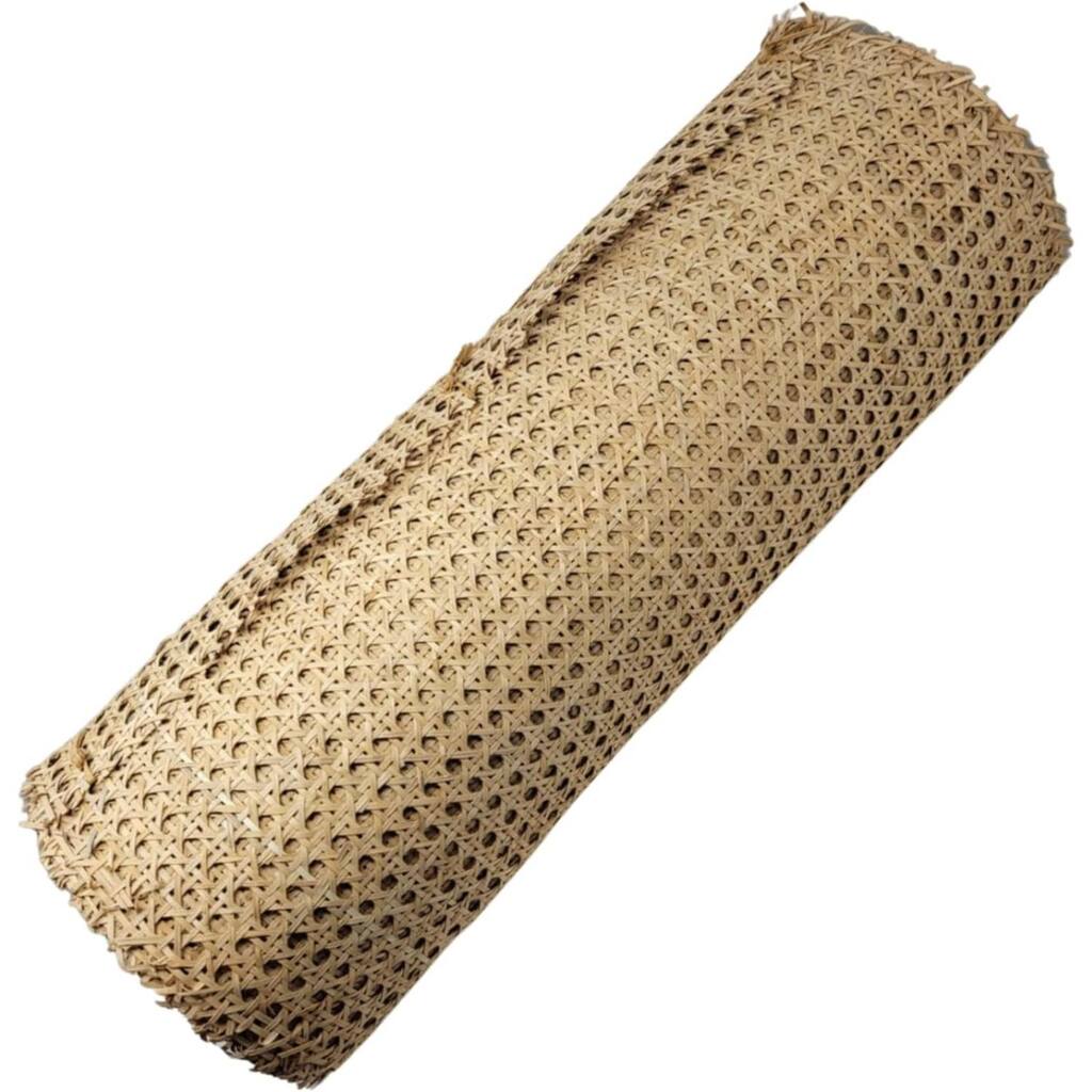 18" Wide Natural Rattan Webbing Roll for Caning Projects Pre - Woven Open Mesh for Caning Chair, Craft Cabinet and Furniture