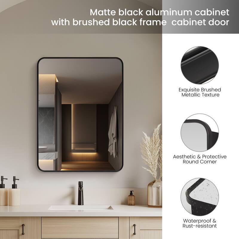 Talayuela Rectangular Aluminum Framed Medicine Cabinet with Mirror