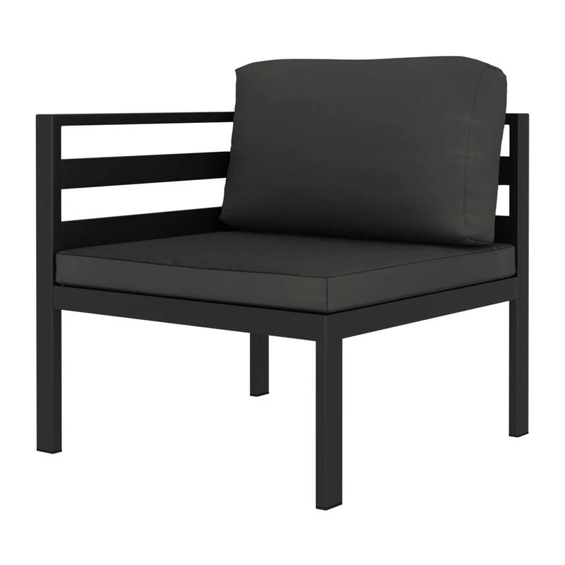Shina 5pc Outdoor Set with Table, Sofa, and Chairs, Black Polyester