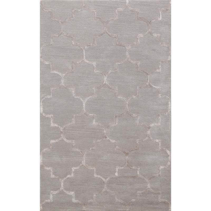 Modern Wool/ Silk Trellis Oriental Home Decor Area Rug Hand-Tufted - 4'0" x 6'0"