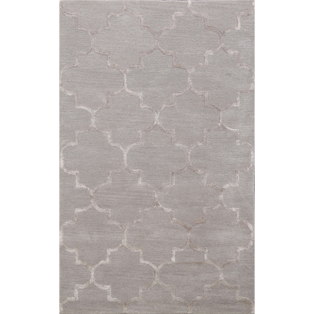 Modern Wool/ Silk Trellis Oriental Home Decor Area Rug Hand-Tufted - 4'0" x 6'0"
