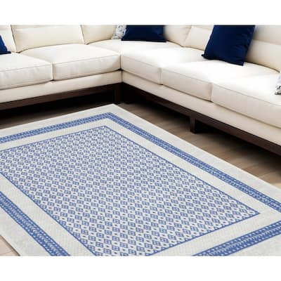 Power Loomed Distressed Geometric Modern Non Skid Stain Resistant Area Rug - 138' X '100' X '0.39