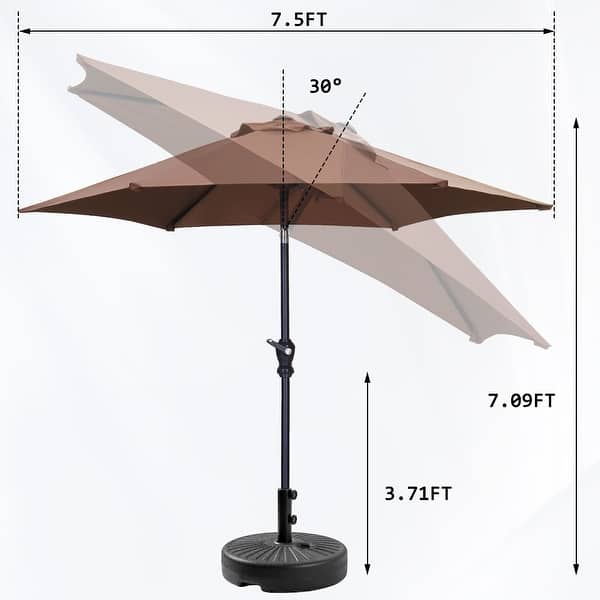 dimension image slide 1 of 16, Autlaycil 7.5FT Solar Patio Umbrella with Base and Tilt,Crank