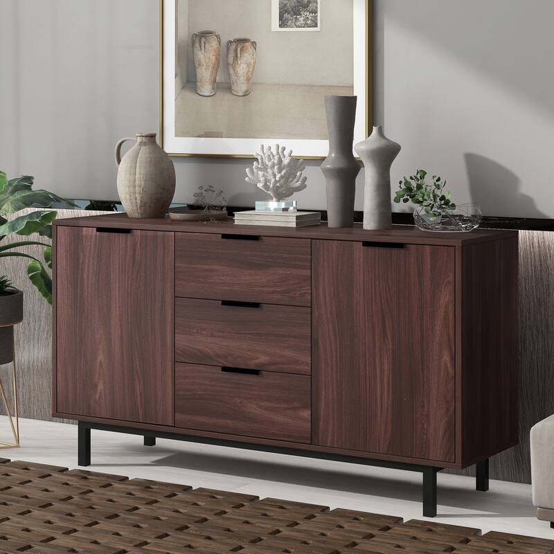 Contemporary Style Large Storage Space Particleboard Sideboard