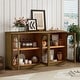 preview thumbnail 38 of 51, Buffet Cabinet with Glass Doors, Arched Cabinet with Adjustable Shelves, Kitchen Storage Cabinet with Rebound Device