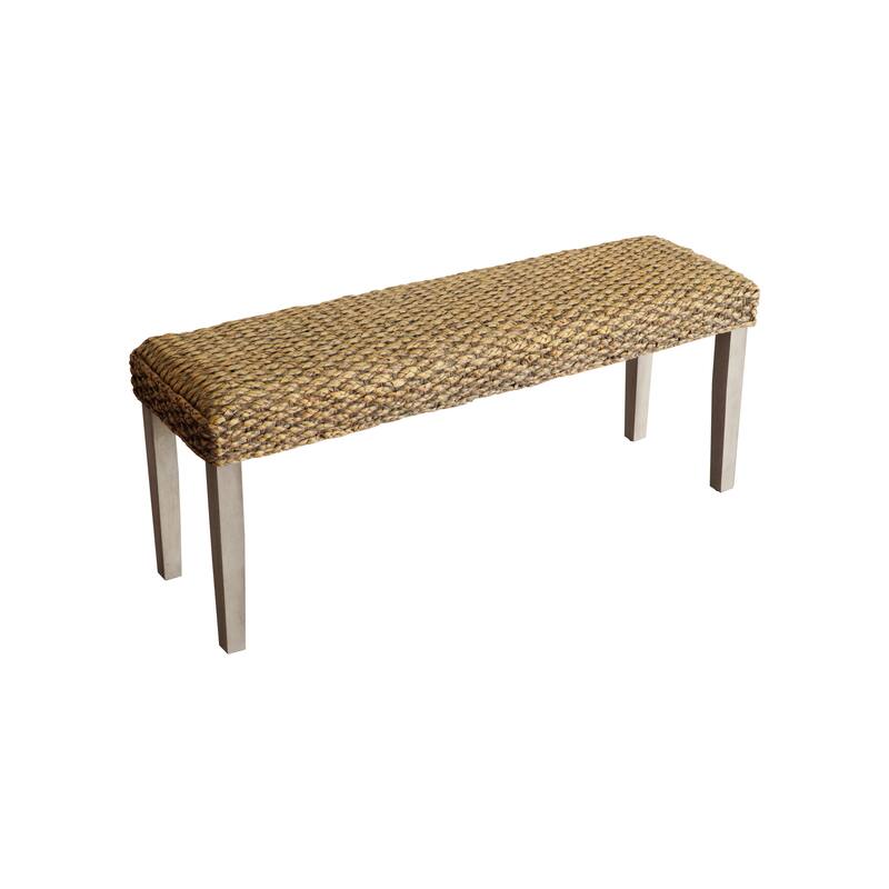 M4H Valencia Solid Wood Natural Water Hyacinth Indoor Bench