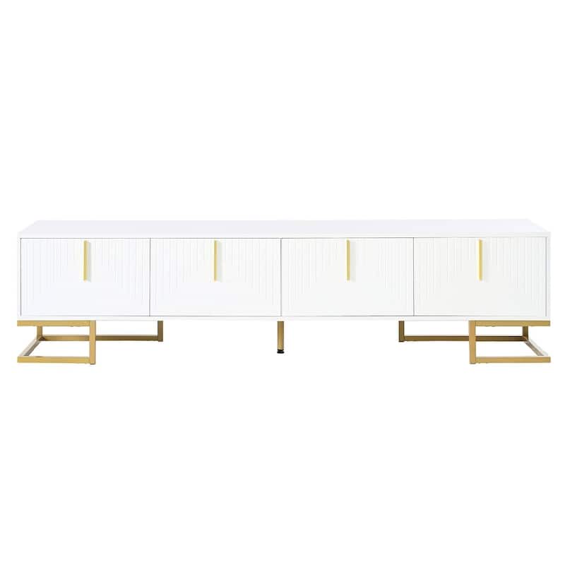 Modern TV Stands with Gold Accents, Fits TVs Up to 80'', White/Black
