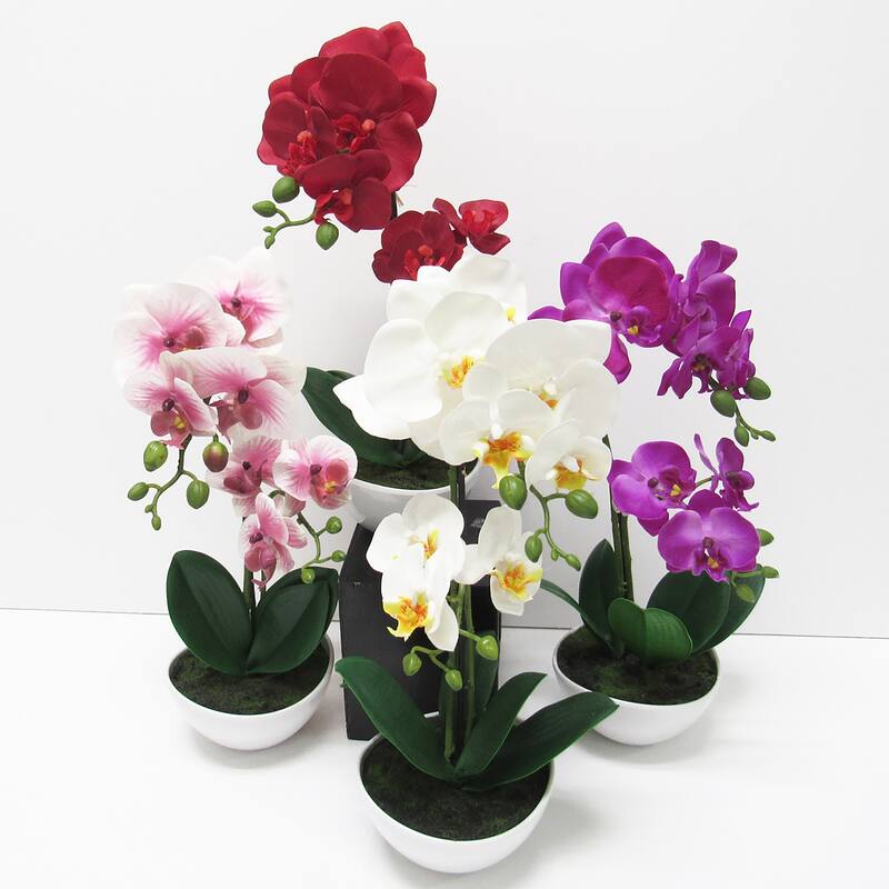 Artificial Phalaenopsis Orchid Flower Arrangement in Pot 16in