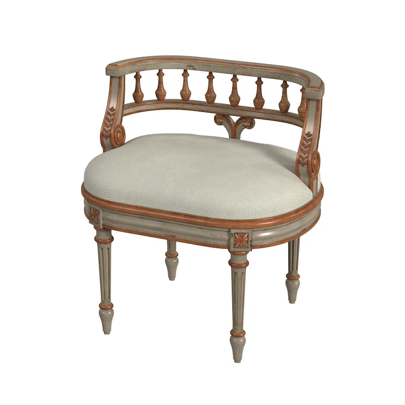 Hathaway 22.5 in. W Oval Upholstered and Wood Traditional Vanity Seat